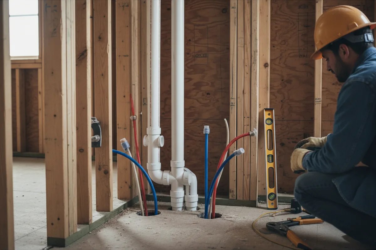 Drain and supply rough-in during Toilet Repair and Installation in Bradfordsville