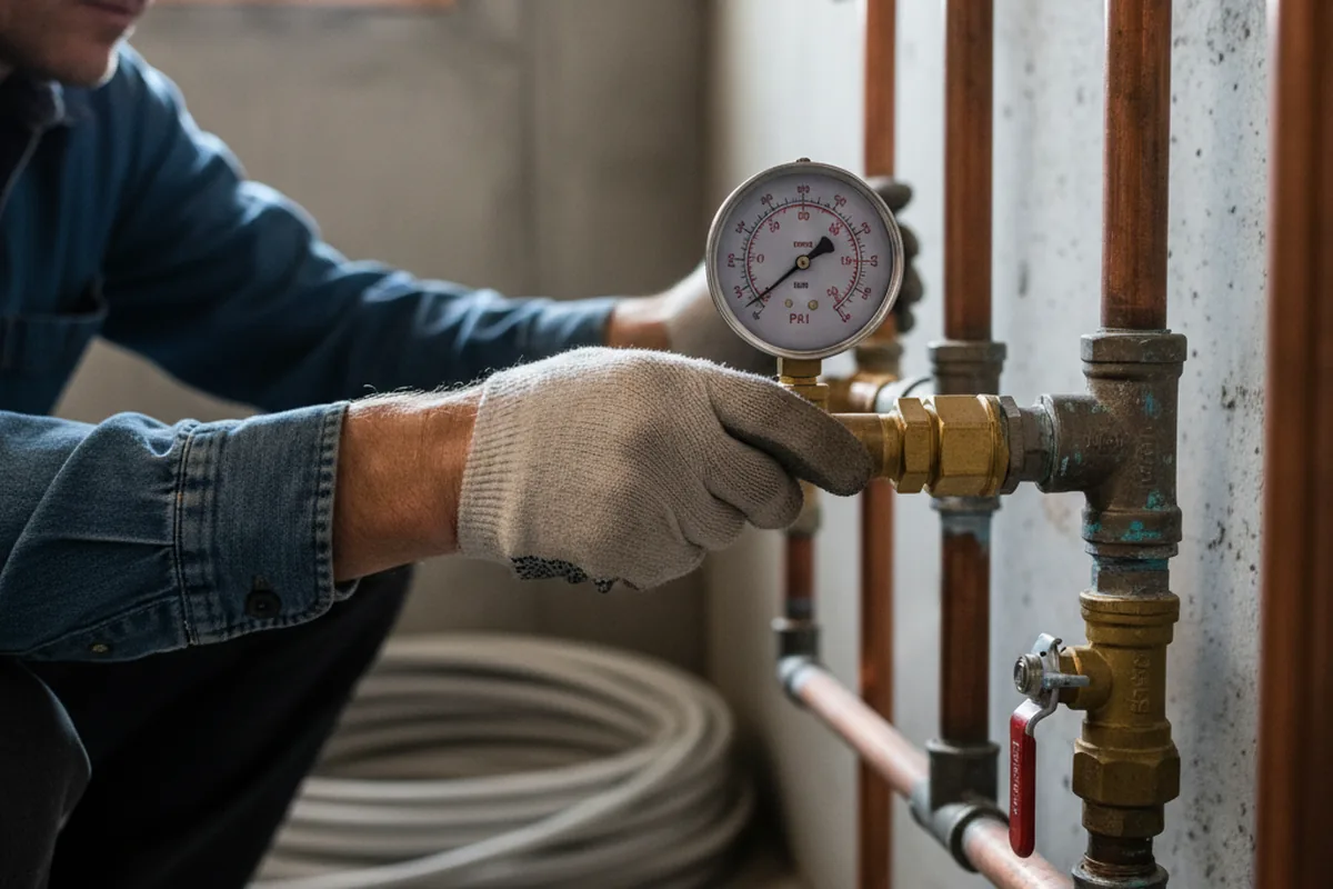 Pressure testing a repaired line during Water Line Repair in Bradfordsville